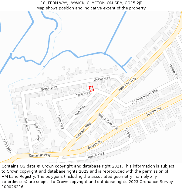 18, FERN WAY, JAYWICK, CLACTON-ON-SEA, CO15 2JB: Location map and indicative extent of plot