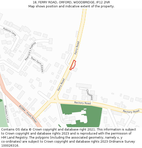 18, FERRY ROAD, ORFORD, WOODBRIDGE, IP12 2NR: Location map and indicative extent of plot