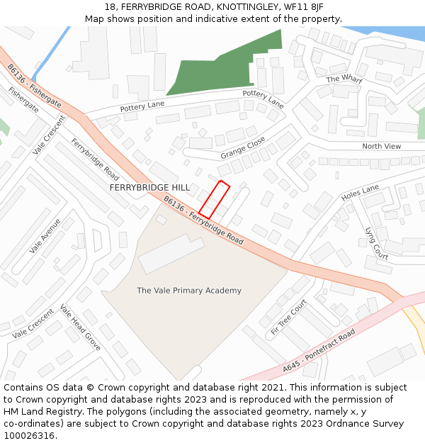 18, FERRYBRIDGE ROAD, KNOTTINGLEY, WF11 8JF: Location map and indicative extent of plot