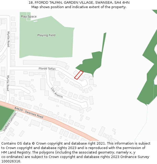 18, FFORDD TALFAN, GARDEN VILLAGE, SWANSEA, SA4 4HN: Location map and indicative extent of plot