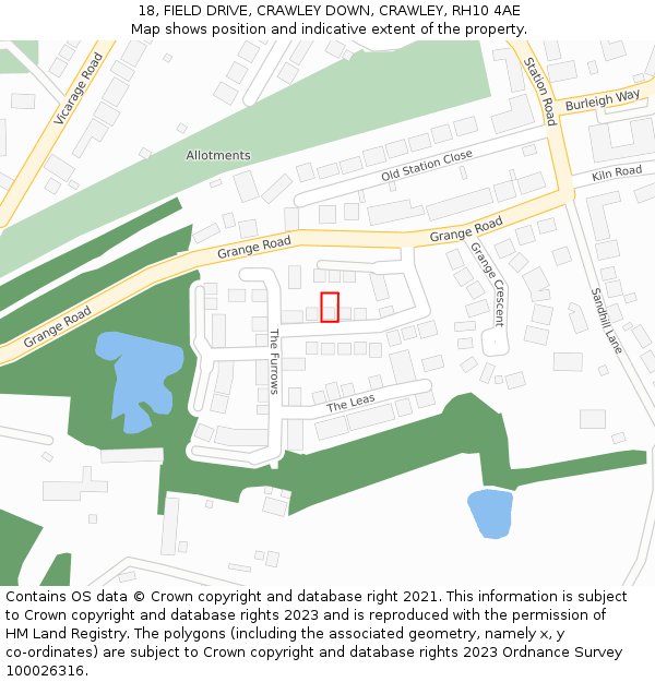 18, FIELD DRIVE, CRAWLEY DOWN, CRAWLEY, RH10 4AE: Location map and indicative extent of plot