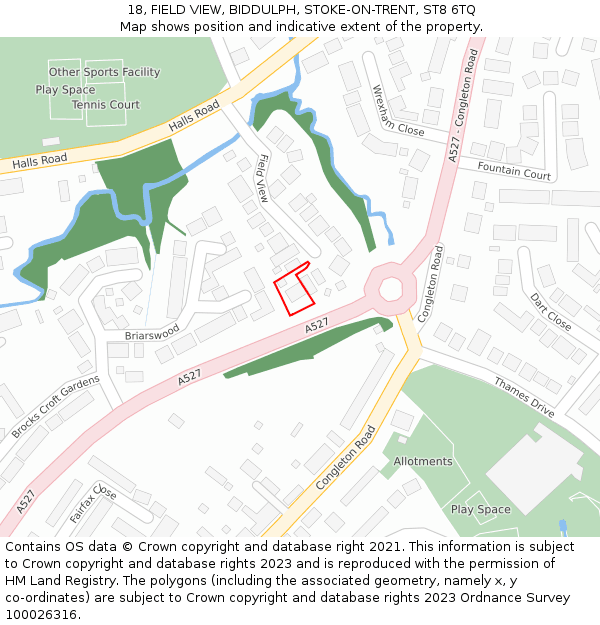 18, FIELD VIEW, BIDDULPH, STOKE-ON-TRENT, ST8 6TQ: Location map and indicative extent of plot