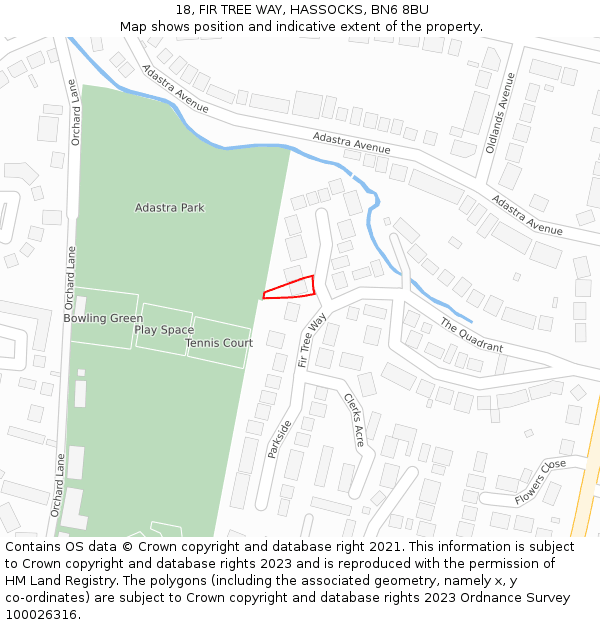18, FIR TREE WAY, HASSOCKS, BN6 8BU: Location map and indicative extent of plot
