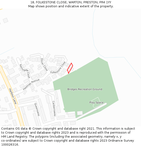 18, FOLKESTONE CLOSE, WARTON, PRESTON, PR4 1YY: Location map and indicative extent of plot