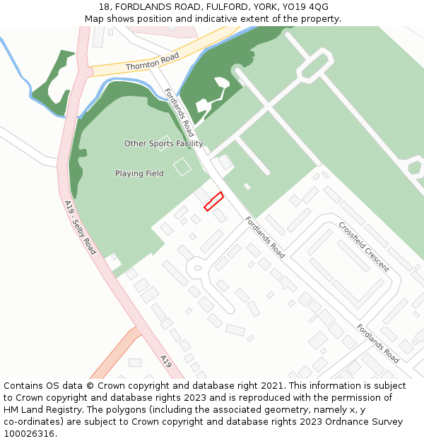 18, FORDLANDS ROAD, FULFORD, YORK, YO19 4QG: Location map and indicative extent of plot