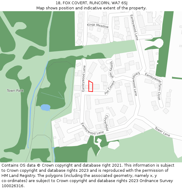 18, FOX COVERT, RUNCORN, WA7 6SJ: Location map and indicative extent of plot