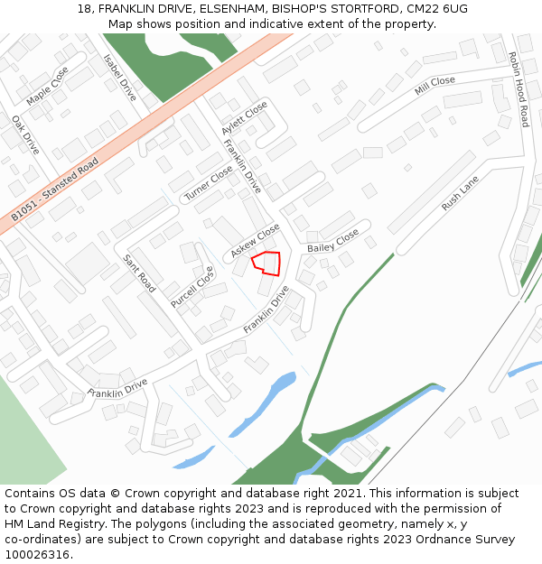 18, FRANKLIN DRIVE, ELSENHAM, BISHOP'S STORTFORD, CM22 6UG: Location map and indicative extent of plot