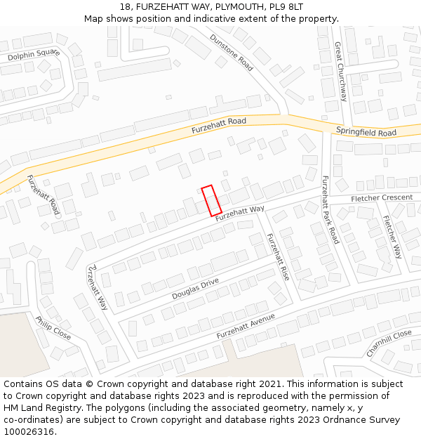 18, FURZEHATT WAY, PLYMOUTH, PL9 8LT: Location map and indicative extent of plot