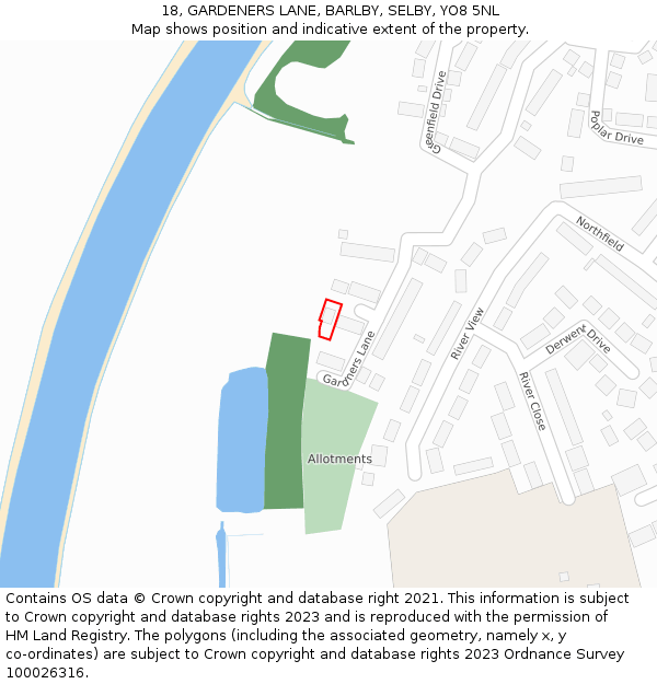 18, GARDENERS LANE, BARLBY, SELBY, YO8 5NL: Location map and indicative extent of plot