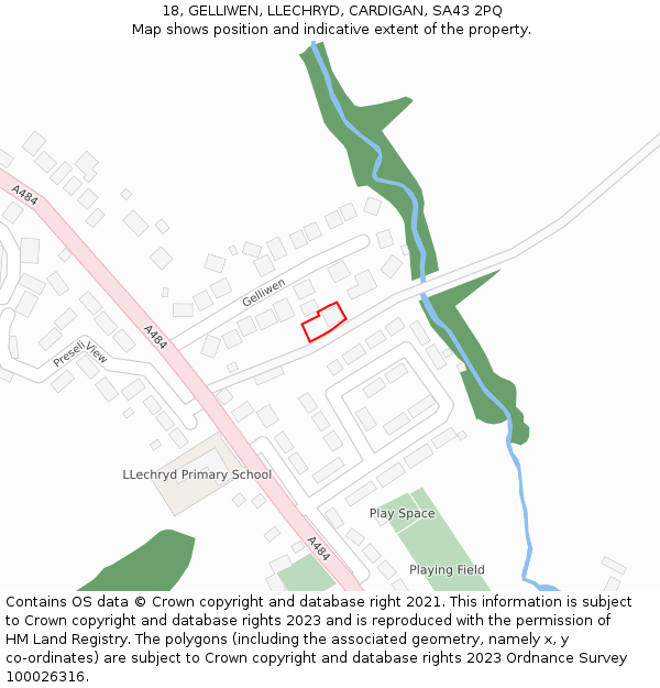 18, GELLIWEN, LLECHRYD, CARDIGAN, SA43 2PQ: Location map and indicative extent of plot