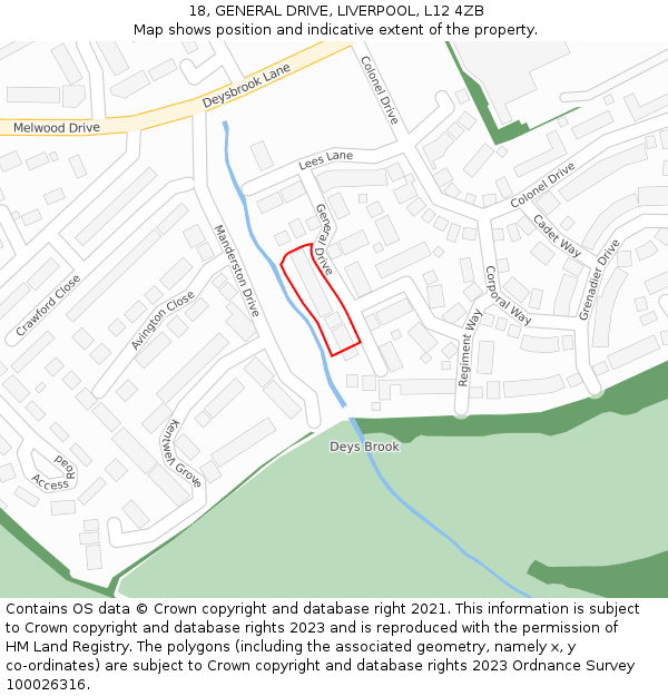 18, GENERAL DRIVE, LIVERPOOL, L12 4ZB: Location map and indicative extent of plot