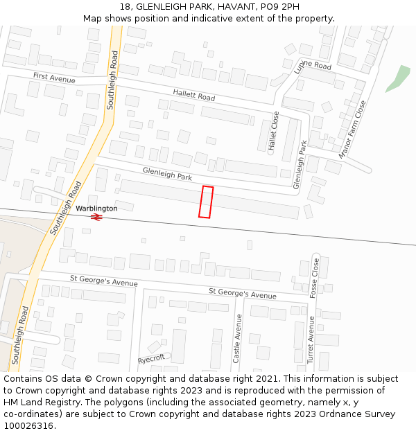 18, GLENLEIGH PARK, HAVANT, PO9 2PH: Location map and indicative extent of plot