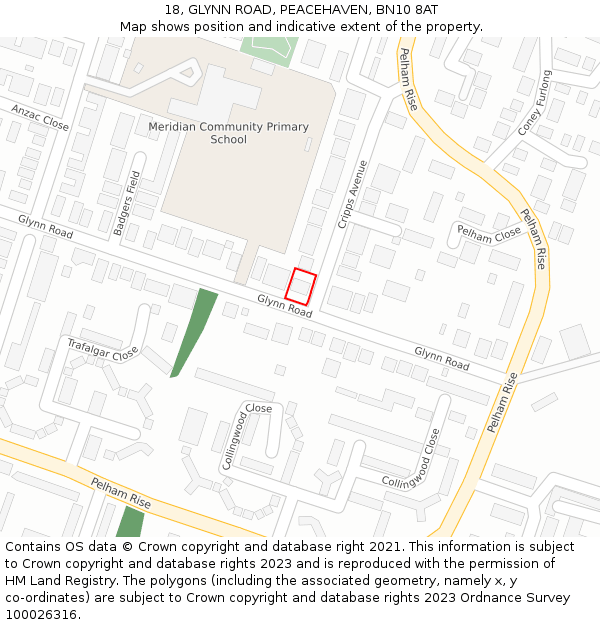 18, GLYNN ROAD, PEACEHAVEN, BN10 8AT: Location map and indicative extent of plot