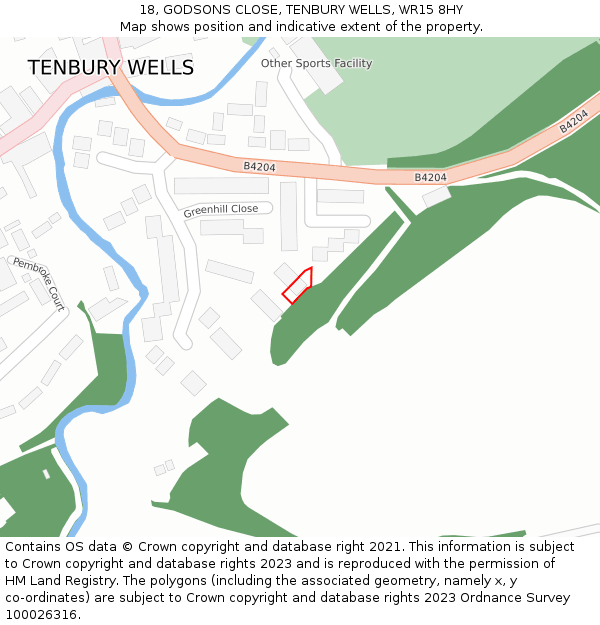 18, GODSONS CLOSE, TENBURY WELLS, WR15 8HY: Location map and indicative extent of plot