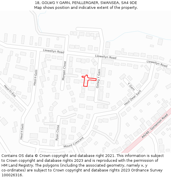 18, GOLWG Y GARN, PENLLERGAER, SWANSEA, SA4 9DE: Location map and indicative extent of plot