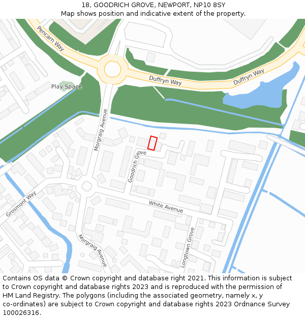 18, GOODRICH GROVE, NEWPORT, NP10 8SY: Location map and indicative extent of plot