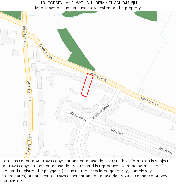 18, GORSEY LANE, WYTHALL, BIRMINGHAM, B47 6JH: Location map and indicative extent of plot