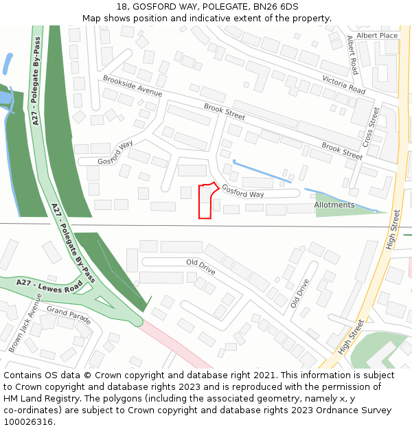 18, GOSFORD WAY, POLEGATE, BN26 6DS: Location map and indicative extent of plot