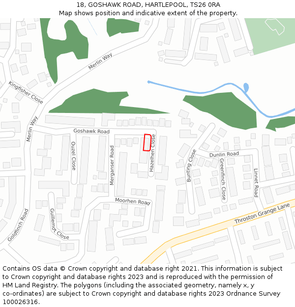 18, GOSHAWK ROAD, HARTLEPOOL, TS26 0RA: Location map and indicative extent of plot