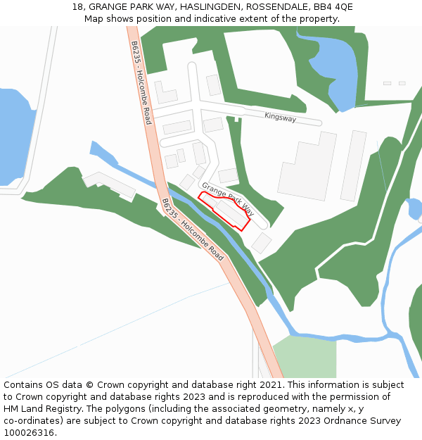 18, GRANGE PARK WAY, HASLINGDEN, ROSSENDALE, BB4 4QE: Location map and indicative extent of plot