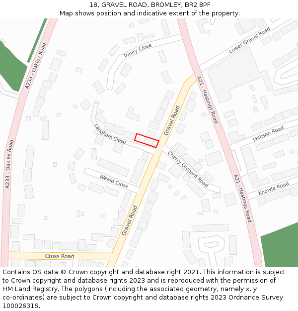 18, GRAVEL ROAD, BROMLEY, BR2 8PF: Location map and indicative extent of plot