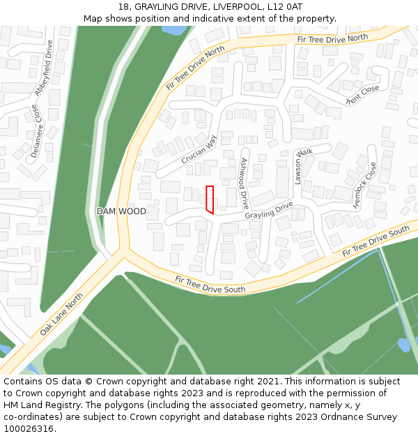 18, GRAYLING DRIVE, LIVERPOOL, L12 0AT: Location map and indicative extent of plot