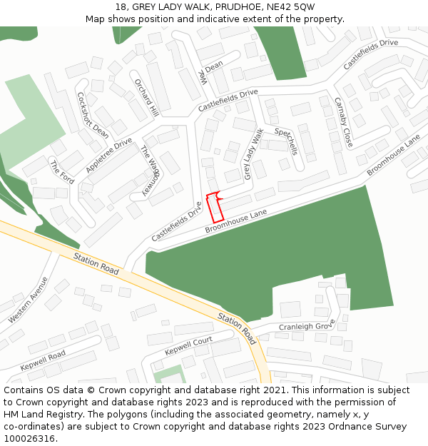 18, GREY LADY WALK, PRUDHOE, NE42 5QW: Location map and indicative extent of plot