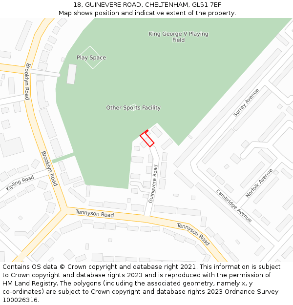 18, GUINEVERE ROAD, CHELTENHAM, GL51 7EF: Location map and indicative extent of plot