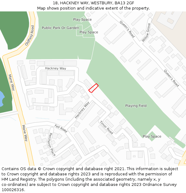 18, HACKNEY WAY, WESTBURY, BA13 2GF: Location map and indicative extent of plot