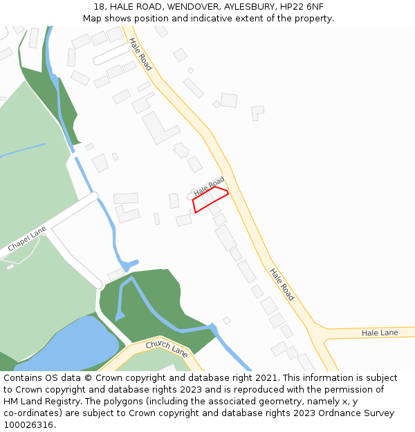 18, HALE ROAD, WENDOVER, AYLESBURY, HP22 6NF: Location map and indicative extent of plot