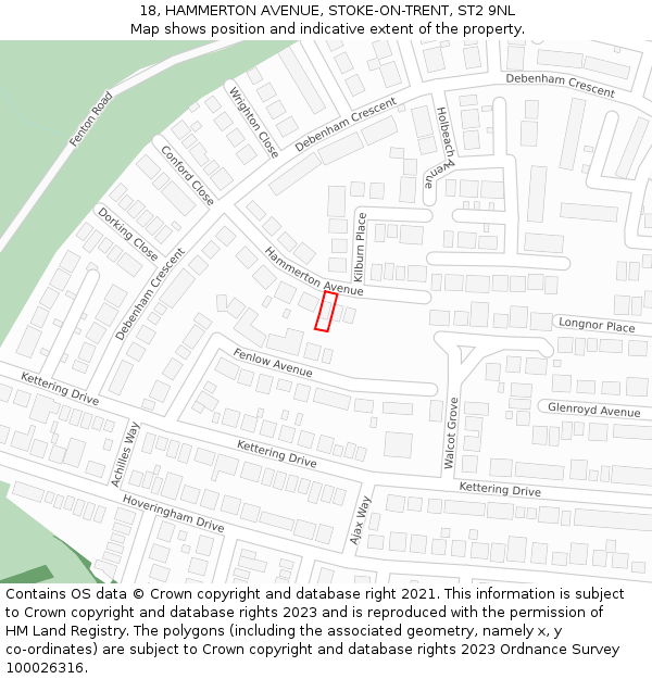 18, HAMMERTON AVENUE, STOKE-ON-TRENT, ST2 9NL: Location map and indicative extent of plot