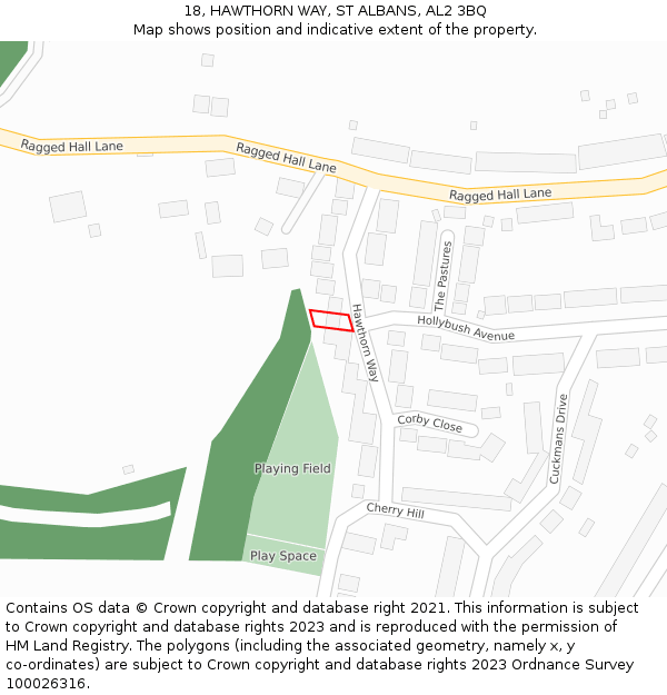 18, HAWTHORN WAY, ST ALBANS, AL2 3BQ: Location map and indicative extent of plot