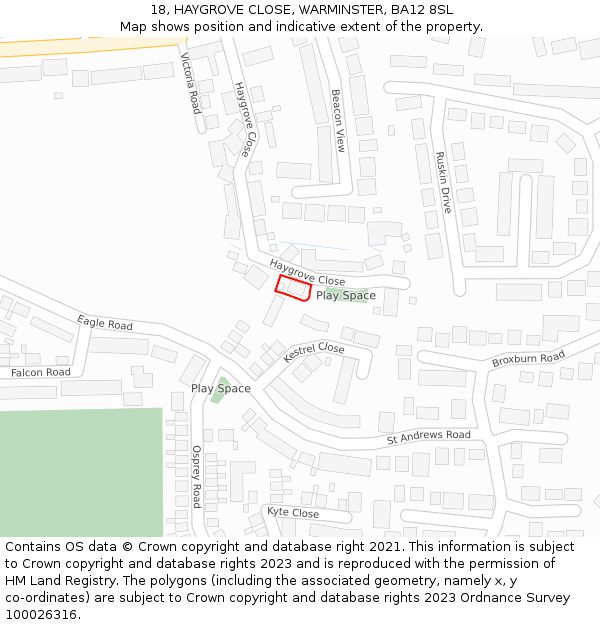 18, HAYGROVE CLOSE, WARMINSTER, BA12 8SL: Location map and indicative extent of plot