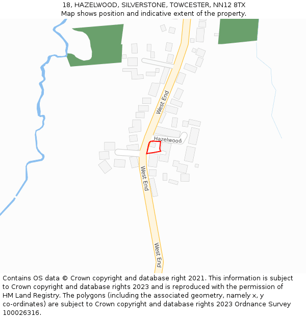 18, HAZELWOOD, SILVERSTONE, TOWCESTER, NN12 8TX: Location map and indicative extent of plot