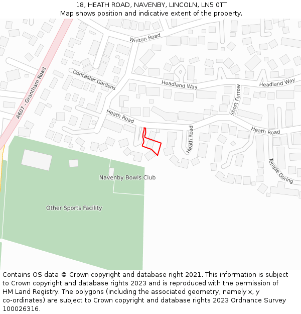 18, HEATH ROAD, NAVENBY, LINCOLN, LN5 0TT: Location map and indicative extent of plot