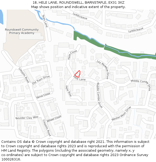 18, HELE LANE, ROUNDSWELL, BARNSTAPLE, EX31 3XZ: Location map and indicative extent of plot