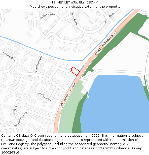 18, HENLEY WAY, ELY, CB7 4YJ: Location map and indicative extent of plot