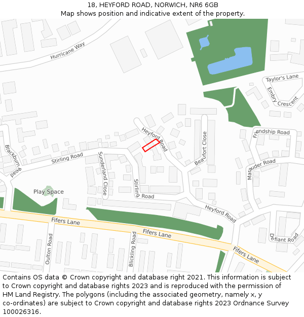 18, HEYFORD ROAD, NORWICH, NR6 6GB: Location map and indicative extent of plot