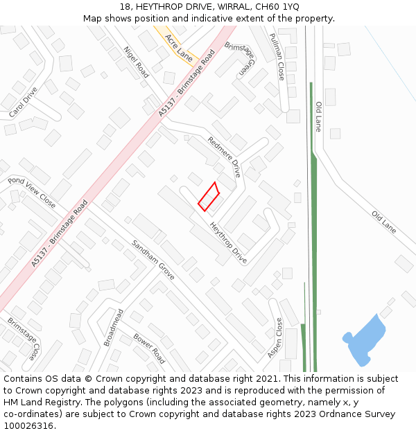 18, HEYTHROP DRIVE, WIRRAL, CH60 1YQ: Location map and indicative extent of plot