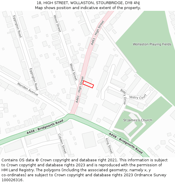 18, HIGH STREET, WOLLASTON, STOURBRIDGE, DY8 4NJ: Location map and indicative extent of plot