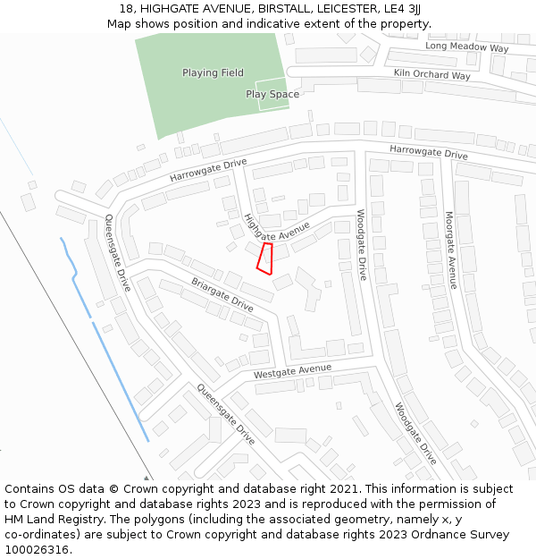 18, HIGHGATE AVENUE, BIRSTALL, LEICESTER, LE4 3JJ: Location map and indicative extent of plot