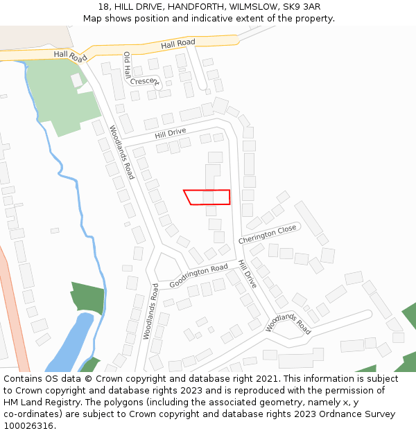 18, HILL DRIVE, HANDFORTH, WILMSLOW, SK9 3AR: Location map and indicative extent of plot