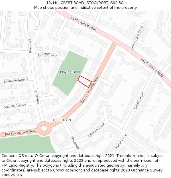 18, HILLCREST ROAD, STOCKPORT, SK2 5QL: Location map and indicative extent of plot