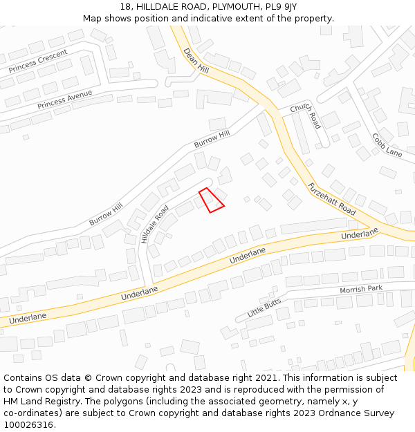 18, HILLDALE ROAD, PLYMOUTH, PL9 9JY: Location map and indicative extent of plot