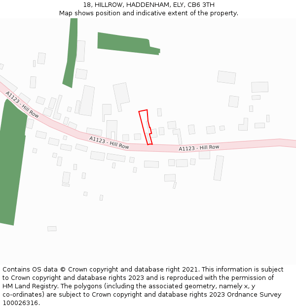 18, HILLROW, HADDENHAM, ELY, CB6 3TH: Location map and indicative extent of plot