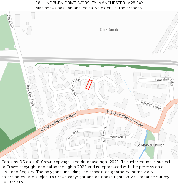 18, HINDBURN DRIVE, WORSLEY, MANCHESTER, M28 1XY: Location map and indicative extent of plot