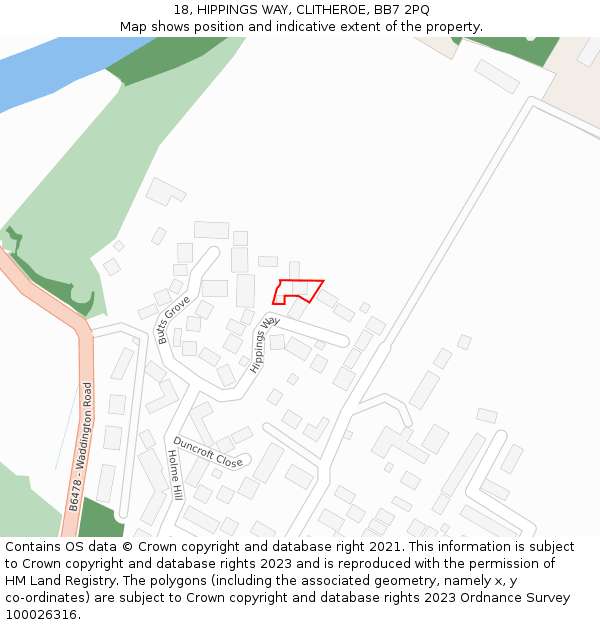 18, HIPPINGS WAY, CLITHEROE, BB7 2PQ: Location map and indicative extent of plot