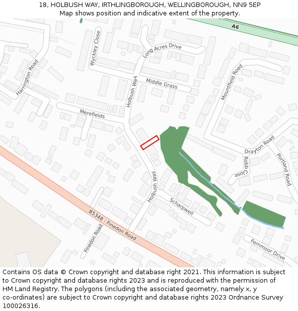 18, HOLBUSH WAY, IRTHLINGBOROUGH, WELLINGBOROUGH, NN9 5EP: Location map and indicative extent of plot