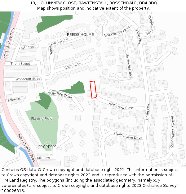 18, HOLLINVIEW CLOSE, RAWTENSTALL, ROSSENDALE, BB4 8DQ: Location map and indicative extent of plot