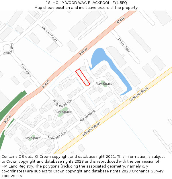 18, HOLLY WOOD WAY, BLACKPOOL, FY4 5FQ: Location map and indicative extent of plot